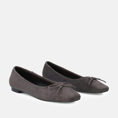 Andres Machado Plush Grey Suede Bow Tie Ballet Flats  Clearance