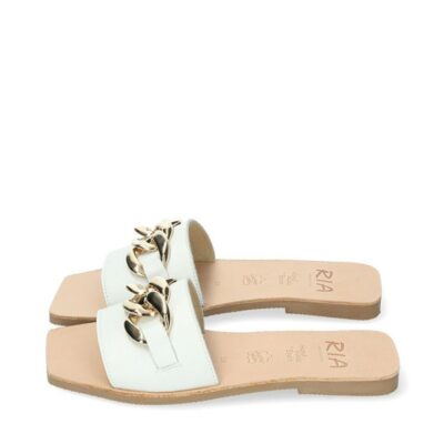 Ria Ria Luxurious White Leather Slip On Sandals  Hot