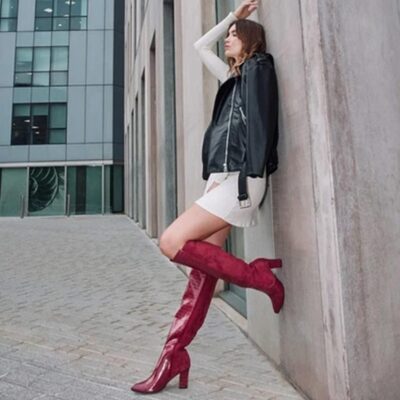 Andres Machado Gorgeous Burgundy Knee-High Boots  Clearance