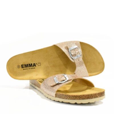 Emma Funky Cosmic Rose Gold Patent Leather Slides  Hot