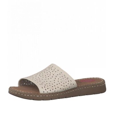 Jana Jana Pretty Ivory Leather Slides  Hot