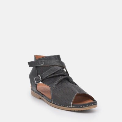 Palmiya Pretty Black Open Toe Sandal Booties  New