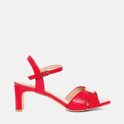 Andres Machado Gorgeous Red Block Heel Sandals  Clearance